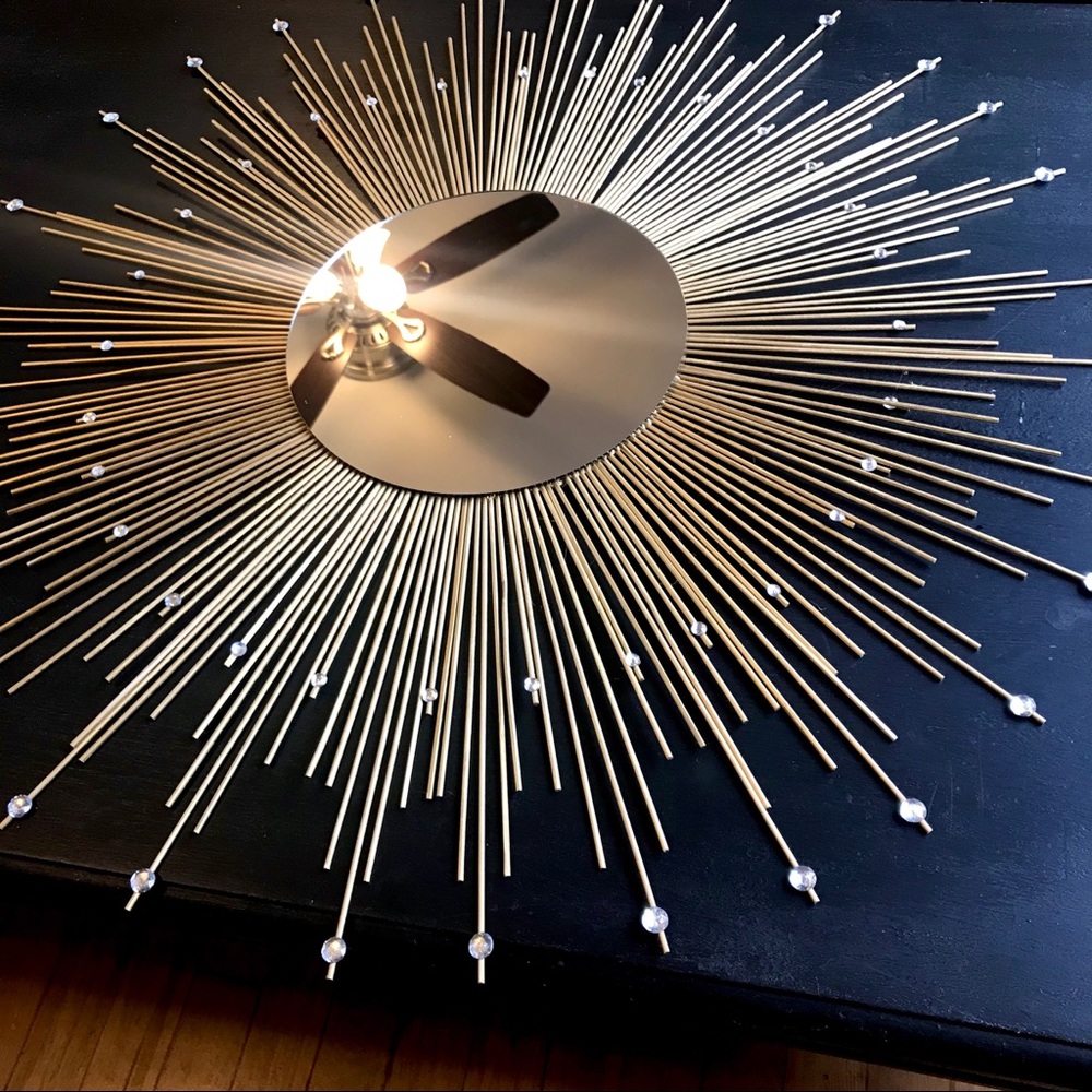 35" Gold Sunburst Mirror Decorative Wall Mirror